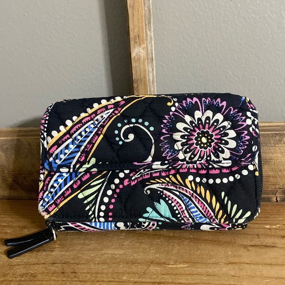 Vera Bradley black floral & paisley compact wallet - Picture 5 of 11